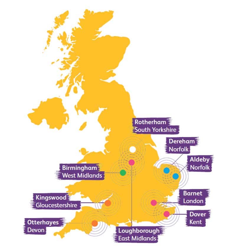 map of the UK showing key arts locations