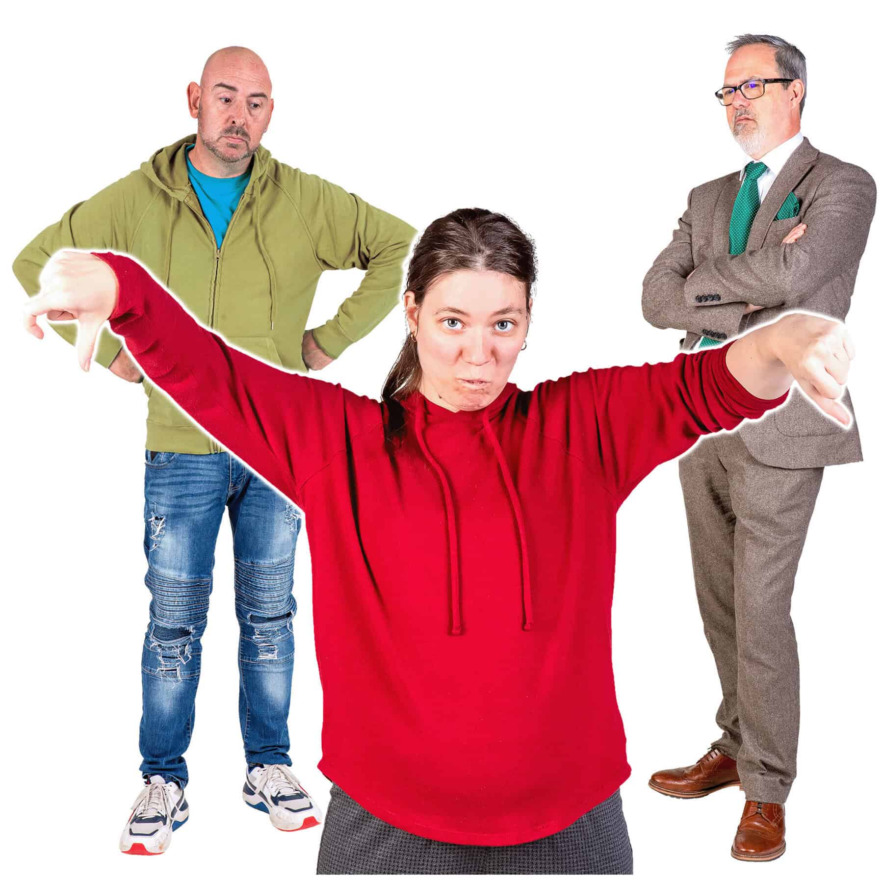 3 people looking unhappy