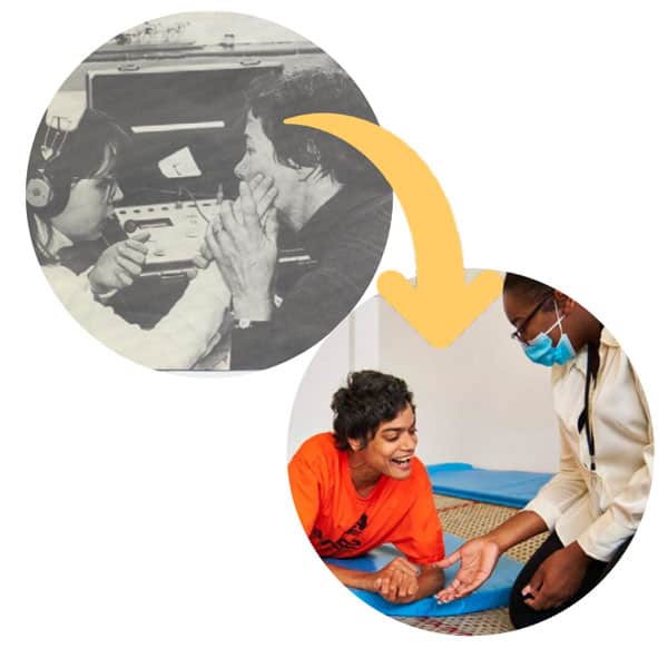 Our history from a black and white photo of our founders to caring for a young man today