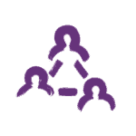 Paintbrush marks of three connected people