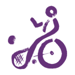 A sketch of someone in a wheelchair holding a tennis racquet